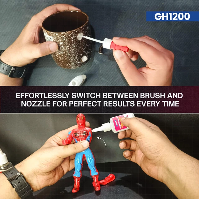 Alt view image 5 of 7 - 2 PCs (2-in-1) Super Glue with Brush Applicator & Nozzle, Mess Free Superglue Brush, Instant Never Dries, 3000 CPS Ca Glue, No Stain Clear Glue, Super Glue for Plastic, Rubber & More