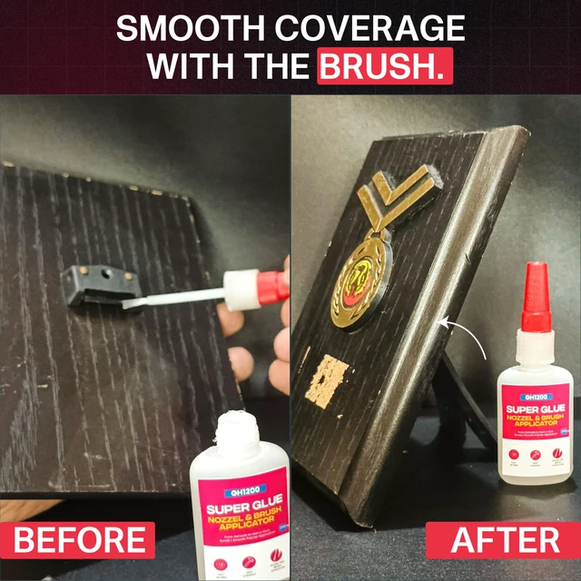 Alt view image 7 of 7 - 2 PCs (2-in-1) Super Glue with Brush Applicator & Nozzle, Mess Free Superglue Brush, Instant Never Dries, 3000 CPS Ca Glue, No Stain Clear Glue, Super Glue for Plastic, Rubber & More