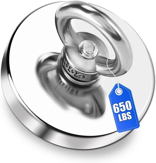 Main image of Fishing Magnets with Countersunk Hole 2.95 inch 650LBS Pulling Force Strong Lifting Magnet Neodymium Rare Earth Eyebolt for Retrieving in River and Magnetic