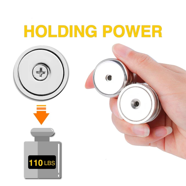 Alt view image 3 of 7 - Fishing Magnets with Countersunk Hole 2.95 inch 650LBS Pulling Force Strong Lifting Magnet Neodymium Rare Earth Eyebolt for Retrieving in River and Magnetic