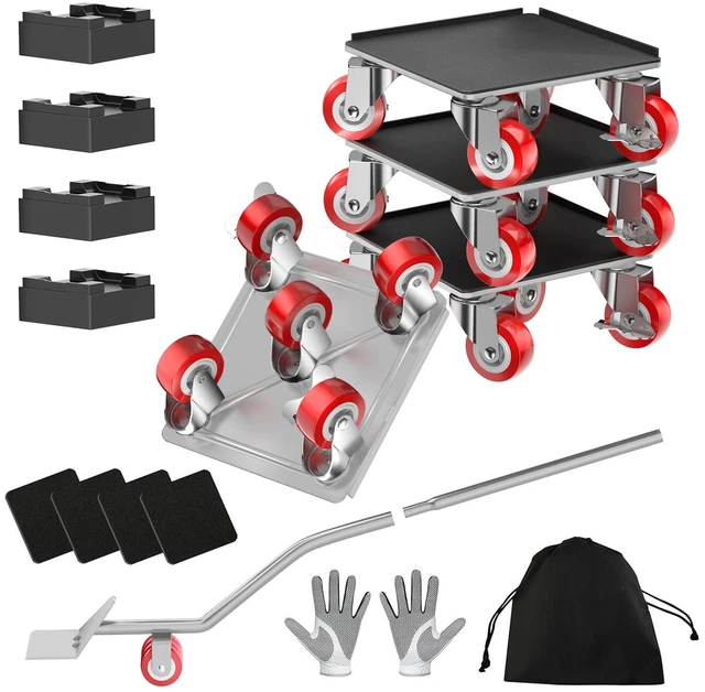 Main image of Furniture Dolly, 2000LBS Furniture Movers with Wheels 5-Wheel Carbon Steel Dolly with Lifter, 360°Swivel Locking Casters for Sofa, Refrigerator, Washer & Cabinet,6.4in Silvery