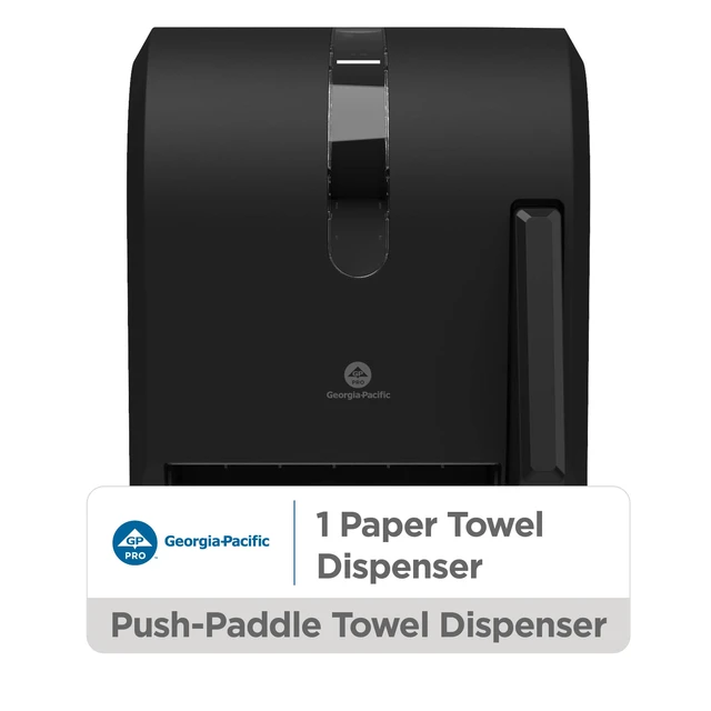 Alt view image 2 of 7 - Push Paddle Roll Paper Towel Dispenser by GP PRO, 54338A, Black