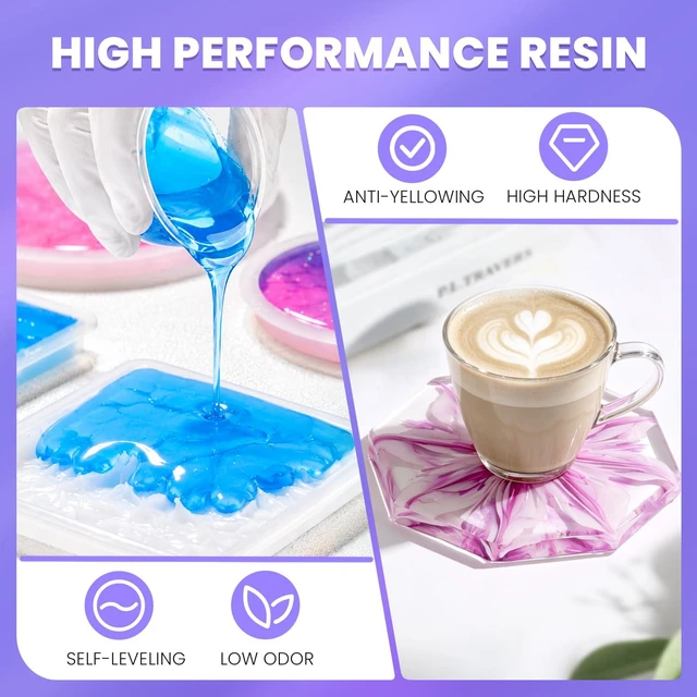 Alt view image 5 of 7 - 34oz Crystal Clear Epoxy Resin, Casting Resin for Beginners 2 Part Resin and Hardener for Crafts, Bubble Free & Low Odor, Anti-Yellowing, Casting Molds, Jewelry, Art, Easy to Mix
