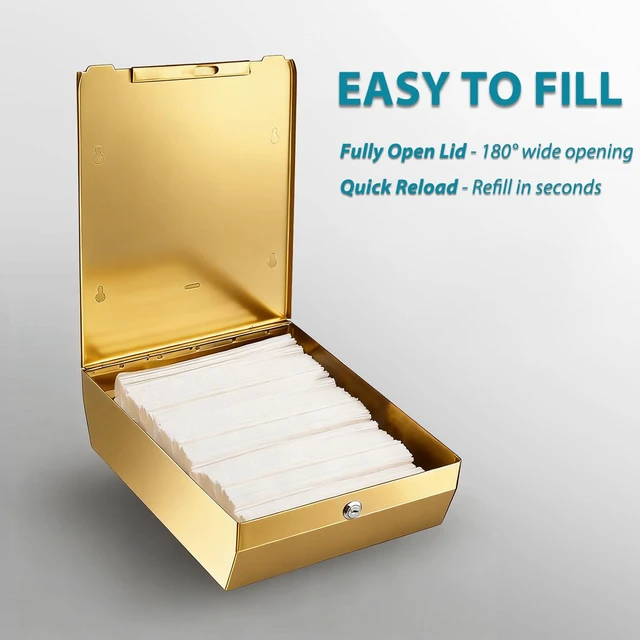 Alt view image 7 of 7 - Commercial Paper Towel Dispenser Gold - Multifold Paper Towel Dispenser Wall Mount, High Capacity Stainless Steel Tissue Holder, Suitable for Bathrooms and Public Places