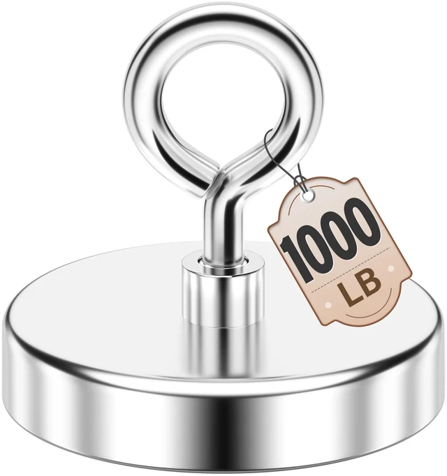 Main image of 1000 LBS High Power Fishing Magnet, 3.54 Inch Rare Earth Magnet High Power Magnet Use, Rare Earth Magnet, Heavy Duty Metal Retrieval, Eye Bolt Design, Outdoor and Workshop Cleanup