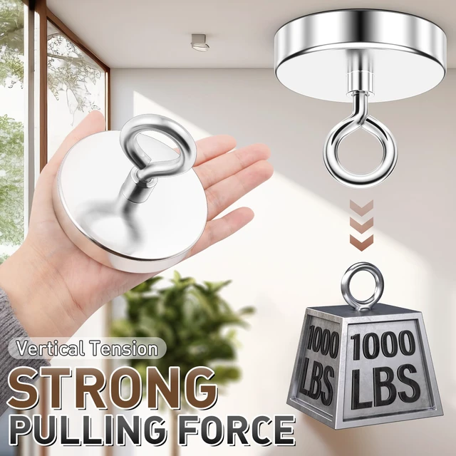 Alt view image 3 of 7 - 1000 LBS High Power Fishing Magnet, 3.54 Inch Rare Earth Magnet High Power Magnet Use, Rare Earth Magnet, Heavy Duty Metal Retrieval, Eye Bolt Design, Outdoor and Workshop Cleanup