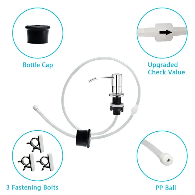 Alt view image 5 of 7 - Soap Dispenser for Kitchen Sink, in Sink Soap Dispenser Pump, 47" Silicone Extension Tube Connect to The Soap Bottle Directly, Say Goodbye to Frequent Refills (Chrome)