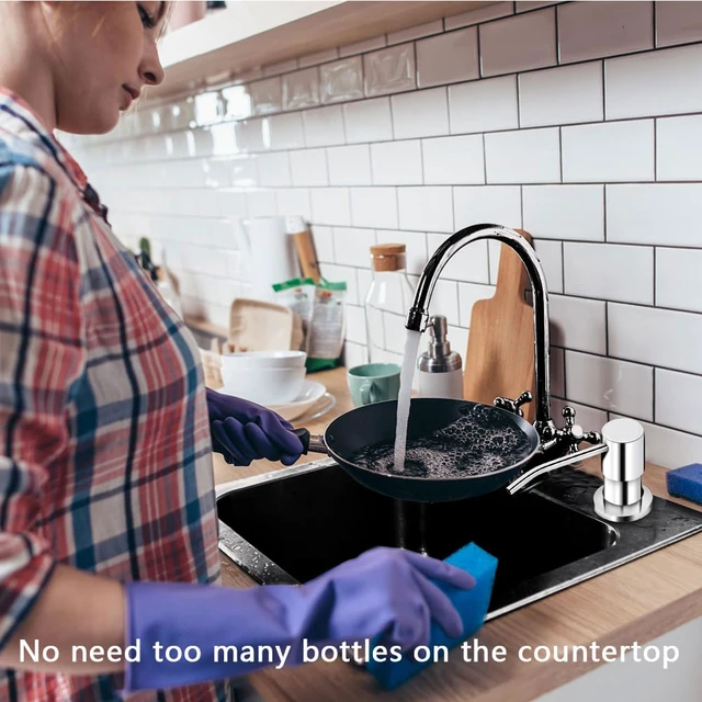Alt view image 4 of 7 - Soap Dispenser for Kitchen Sink, in Sink Soap Dispenser Pump, 47" Silicone Extension Tube Connect to The Soap Bottle Directly, Say Goodbye to Frequent Refills (Chrome)