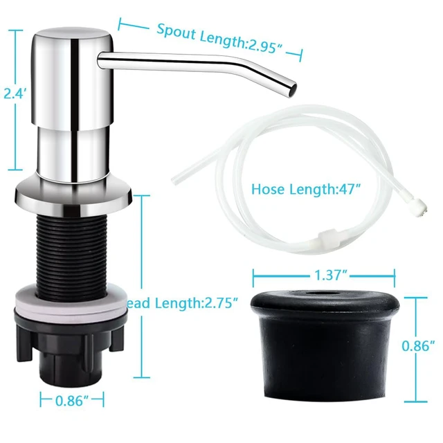 Alt view image 7 of 7 - Soap Dispenser for Kitchen Sink, in Sink Soap Dispenser Pump, 47" Silicone Extension Tube Connect to The Soap Bottle Directly, Say Goodbye to Frequent Refills (Chrome)