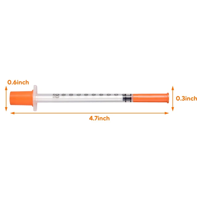 Alt view image 5 of 7 - U-100 Syringes, 31G 5/16" (8mm) 1ml/cc Disposable Syringe, 100PACK Individual Wrapped