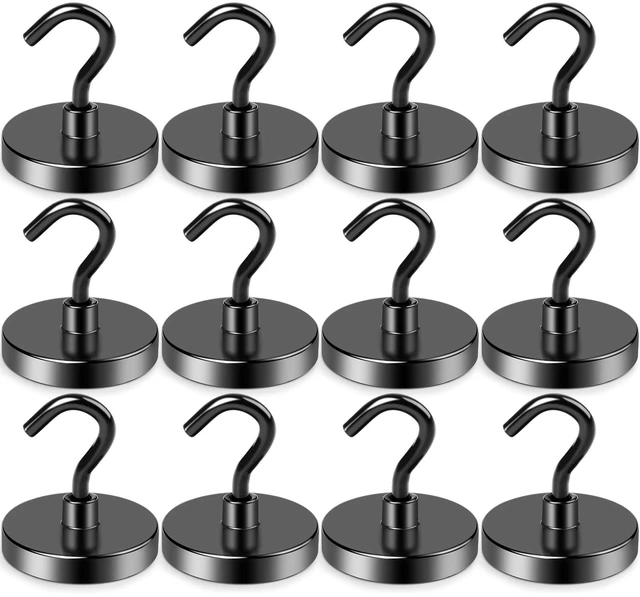 Main image of Magnetic Hooks Magnet Hook for Cruise Cabins 130LBS, 12P Essentials Classroom Metal Key Holder Hanging Ship Door Decorations Heavy Duty Neodymium Locker Accessories Fridge Refrigerator, Black