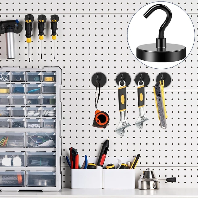 Alt view image 6 of 7 - Magnetic Hooks Magnet Hook for Cruise Cabins 130LBS, 12P Essentials Classroom Metal Key Holder Hanging Ship Door Decorations Heavy Duty Neodymium Locker Accessories Fridge Refrigerator, Black