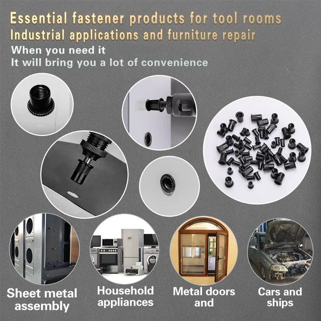 Alt view image 6 of 6 - Rivet Nut Tool Kit, 490Pcs Black Zinc Metric Rivet Nut Combination Metric Carbon Steel Rivet Nuts (M8/M6/M5/M4/M3), Includes rivet nut tool Suitable for Automotive and Industrial Applications
