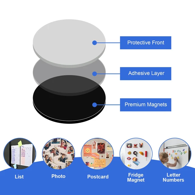 Alt view image 5 of 7 - Adhesive Magnets for Crafts 1.2" x 0.08", 120 Sticky Magnetic Dots Anisotropy Flexible Circle Magnet Tape Stickers for Classroom Decor, Home Organization, Office Supplies