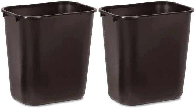 Main image of Commercial 295600BK Deskside Plastic Wastebasket, Rectangular, 7 gal, Black (2)