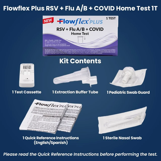 Alt view image 7 of 7 - Plus RSV + Flu A/B + COVID Home Test Kit (5 Tests) 4-in-1 Home Test Kit, Rapid Results in 15 Minutes, OTC At-Home Antigen Test for Adults & Children