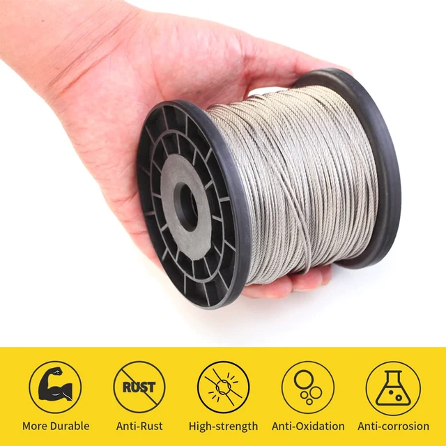 Alt view image 5 of 7 - 1/16 Wire Rope, 600FT 304 Stainless Steel Cable with 200Pcs Crimp Sleeves, Aircraft Grade, 7x7 Strand, 368lbs Breaking Strength, for Garden Trellis, Clothesline, Railing,Trellis