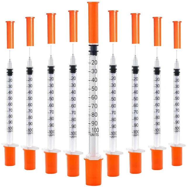Main image of 120 PACK U-100 Syringes, 31G 5/16" (8mm) 1ml/cc Disposable Syringe, Individual Wrapped, Lab Supplies