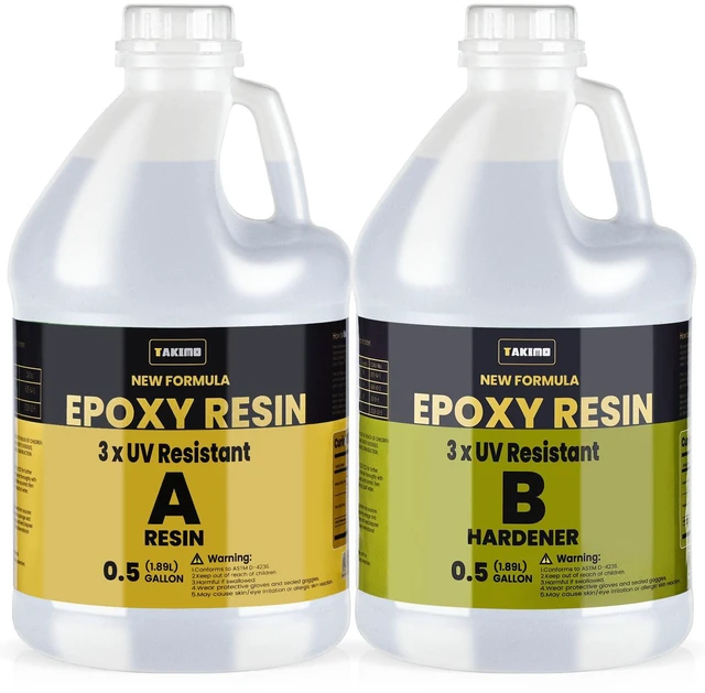 Main image of 1 Gal 3X UV Resistant Crystal Clear Epoxy Resin Kit, 1:1 High Gloss Non-Yellowing Formula, Bubble-Free, Self-Leveling, Art, Crafts, Jewelry, Casting, Coating and Tabletop Projects