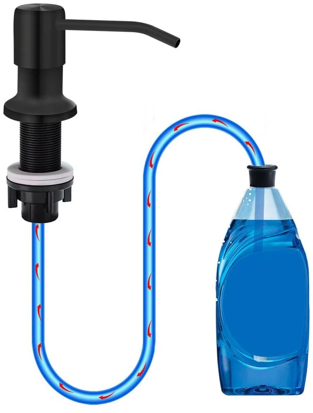 Main image of Soap Dispenser for Kitchen Sink, Countertop Soap Dispenser Pump, 47" Silicone Extension Tube Connect to The Soap Bottle Directly, Say Goodbye to Frequent Refills (Black)