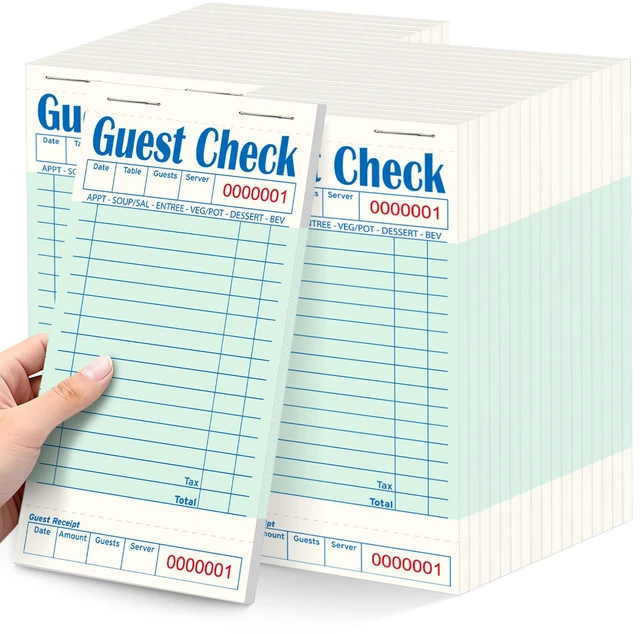 Main image of 40 Pack/2000 Tickets Guest Checks Books for Servers, Green