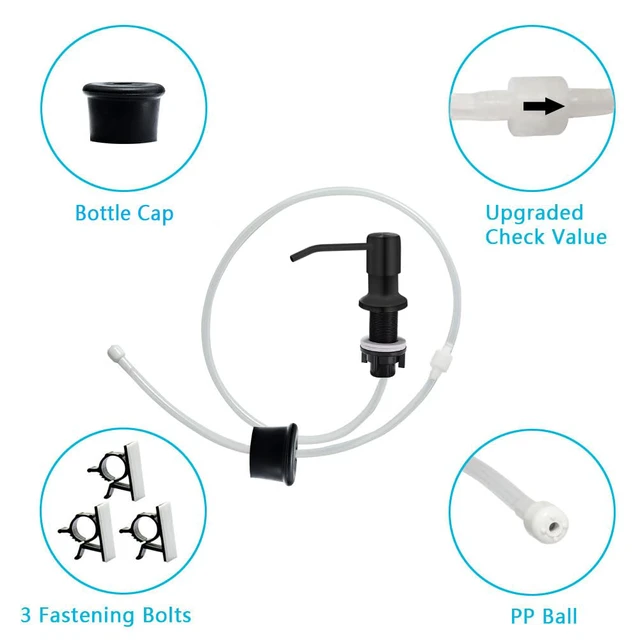 Alt view image 5 of 7 - Soap Dispenser for Kitchen Sink, Countertop Soap Dispenser Pump, 47" Silicone Extension Tube Connect to The Soap Bottle Directly, Say Goodbye to Frequent Refills (Black)