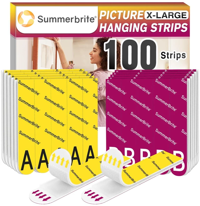 Main image of Picture Hanging Strips Heavy Duty XL 50 Pairs Damage Free Hanging Picture Hangers, Removable Hook and Loop Wall Strips, Frame Stickers No Nails for Home Decor Wall Posters