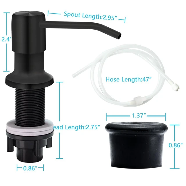 Alt view image 7 of 7 - Soap Dispenser for Kitchen Sink, Countertop Soap Dispenser Pump, 47" Silicone Extension Tube Connect to The Soap Bottle Directly, Say Goodbye to Frequent Refills (Black)