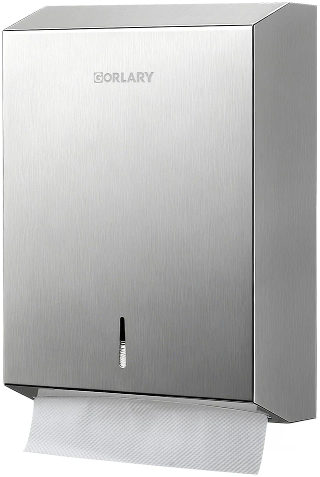Main image of Commercial Paper Towel Dispenser Wall Mount, Silver Brushed Stainless Steel, C-Fold Multifold Trifold Bathroom Paper Towel Holder, Ideal for Home, Kitchen, Bathroom