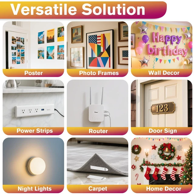Alt view image 6 of 7 - Picture Hanging Strips Heavy Duty XL 32 Pairs Damage Free Hanging Picture Hangers, Removable Hook and Loop Wall Strips, Frame Stickers No Nails for Home Decor Wall Posters