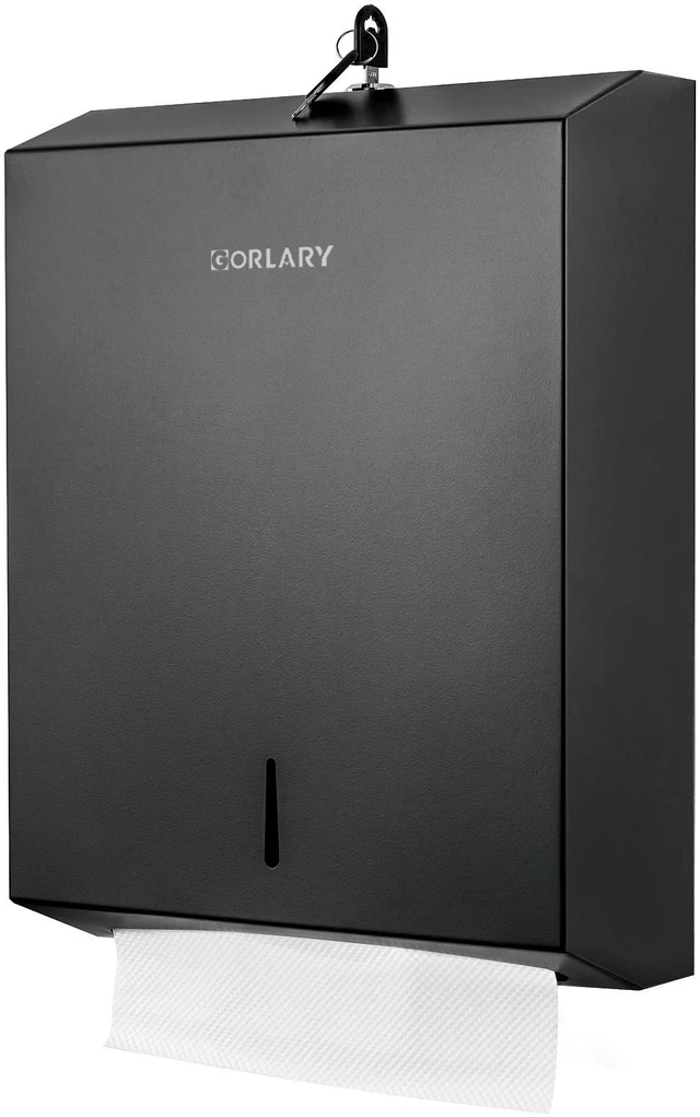 Main image of Commercial Paper Towel Dispenser Wall Mount, Matte Black Fits C-Fold Multifold Trifold Paper Towels, Stainless Steel Dispenser with Lock, Touchless Hand Towel Holder for Bathroom