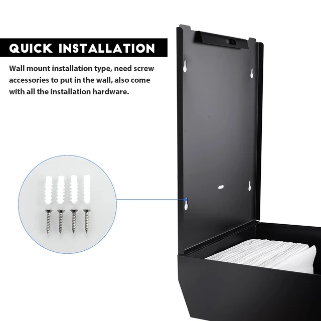 Alt view image 4 of 5 - Commercial Paper Towel Dispenser Wall Mount, Matte Black Fits C-Fold Multifold Trifold Paper Towels, Stainless Steel Dispenser with Lock, Touchless Hand Towel Holder for Bathroom
