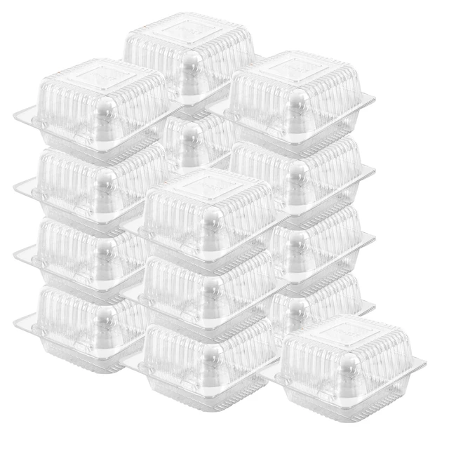 Alt view image 2 of 7 - 400 Count Clear Plastic Hinged Take Out Containers Clamshell Takeout Tray Food Clamshell Containers for Dessert, Snacksetc, Cakes Slice, Cookies, Salads