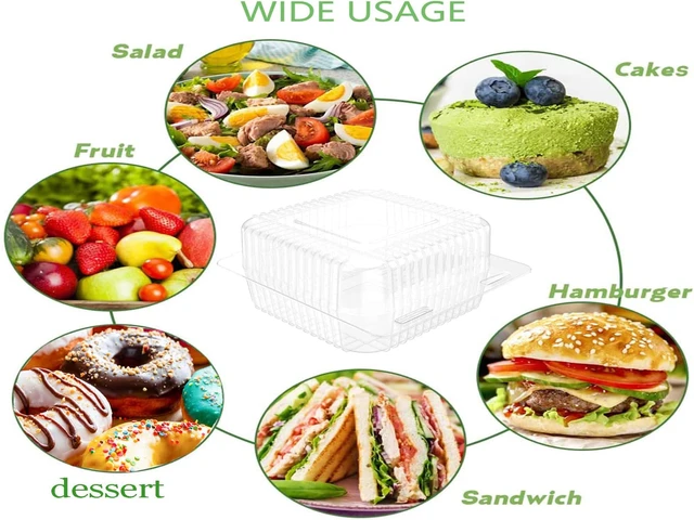 Alt view image 7 of 7 - 400 Count Clear Plastic Hinged Take Out Containers Clamshell Takeout Tray Food Clamshell Containers for Dessert, Snacksetc, Cakes Slice, Cookies, Salads