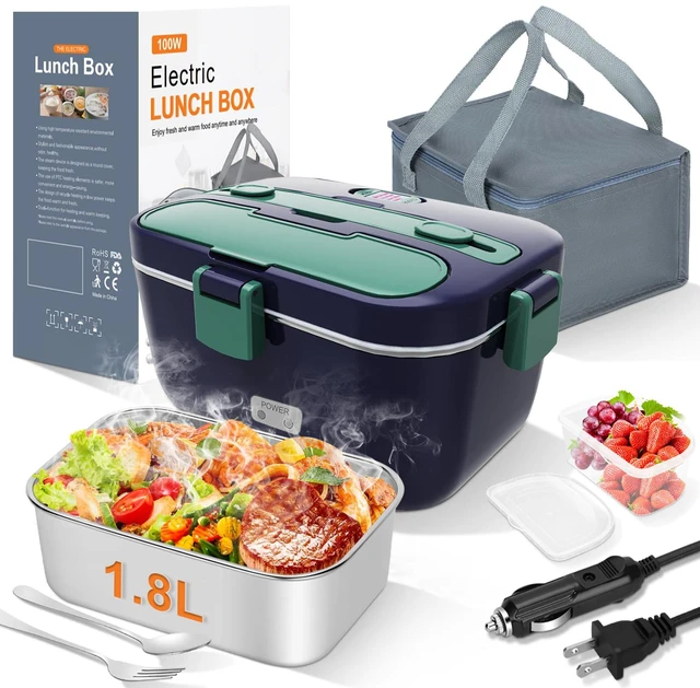 Main image of Electric Lunch Box Food Warmer, 1.8L Heated Lunch Box for Adults 100W Fast Heating, Portable Food Heater for Car, Truck, Office, Work, Travel, Construction Site, Gifts, 12/24V/110-230V