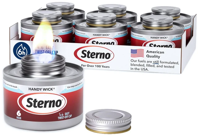 Main image of Handy Wick Twist Top Chafing Fuel, 6-Hour Burn, 6 Pack Easy Twist cap, steady wick flame, UL 2997 validated, consistent heat, cool can, reusable, indoor/outdoor