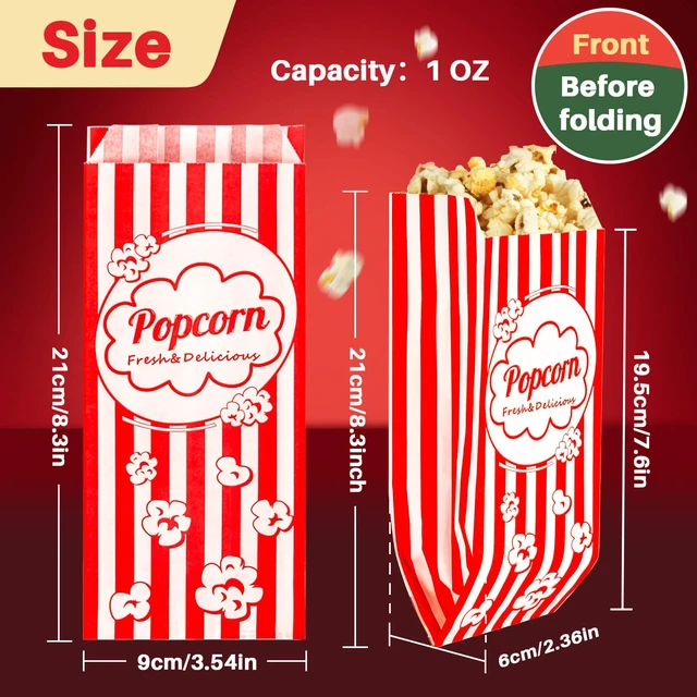 Alt view image 2 of 6 - 1000pcs Popcorn Bags 1oz - Small Disposable Paper Bags for Popcorn Popped Kernels Mini Containers, Movie Night Supplies for Halloween, Christmas, Carnival Party, Popcorn Machine Accessories