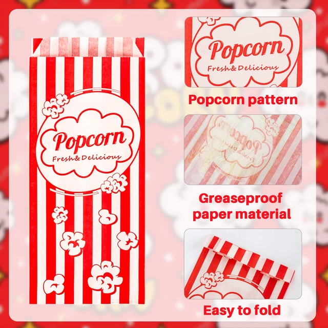 Alt view image 3 of 6 - 1000pcs Popcorn Bags 1oz - Small Disposable Paper Bags for Popcorn Popped Kernels Mini Containers, Movie Night Supplies for Halloween, Christmas, Carnival Party, Popcorn Machine Accessories