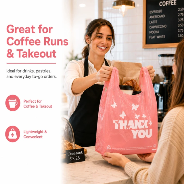 Alt view image 7 of 7 - PINK Thank you bags, 1000PCS T shirt bags, To Go Bags,Grocery bags, Reusable and Disposable,Perfect for Small Business,Take Out,Retails,11"x6"x21"(1000)
