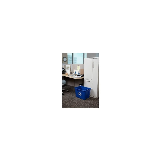 Alt view image 5 of 6 - Recycling Bin/Box, Stackable, 14 GAL, Blue, for Indoors/Outdoors/Garages/Homes/Commercial Facilities