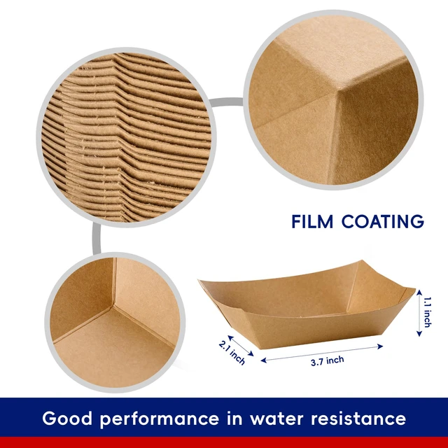 Alt view image 5 of 7 - 2lb Paper Food Trays, 250 Pack Disposable Paper Boat, Serving Boats for Gameday, Food Holder Trays for Snacks French Fries Nachos Hot Dog Tacos BBQ Party