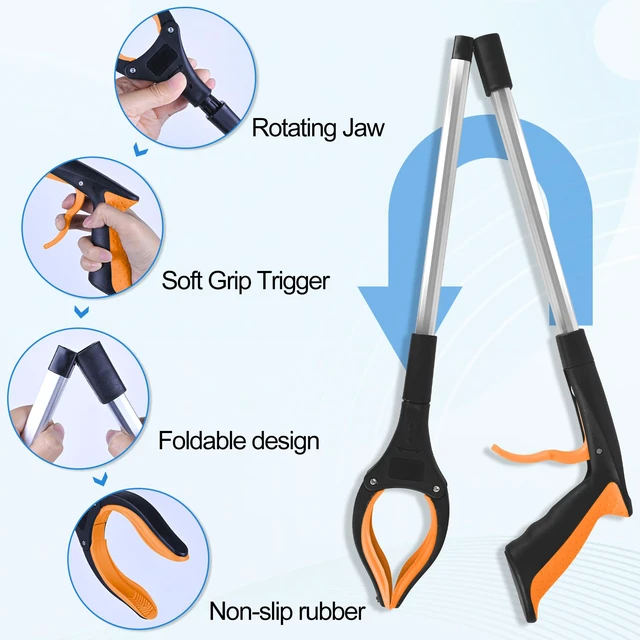 Alt view image 3 of 7 - 6 Pack 32 Inch Commercial Trash Grabber for Elderly Assist, Heavy Duty Lightweight Reacher with Ergonomic Handle & Non-Slip Grip, Multi-Use Outdoor Home Garden Cleanup Mobility Aid Tool