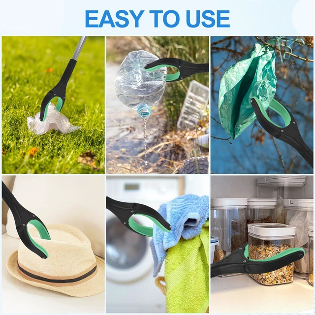 Alt view image 7 of 7 - 6 Pack 32 Inch Commercial Trash Grabber for Elderly Assist, Heavy Duty Lightweight Reacher with Ergonomic Handle & Non-Slip Grip, Multi-Use Outdoor Home Garden Cleanup Mobility Aid ToolGreen)