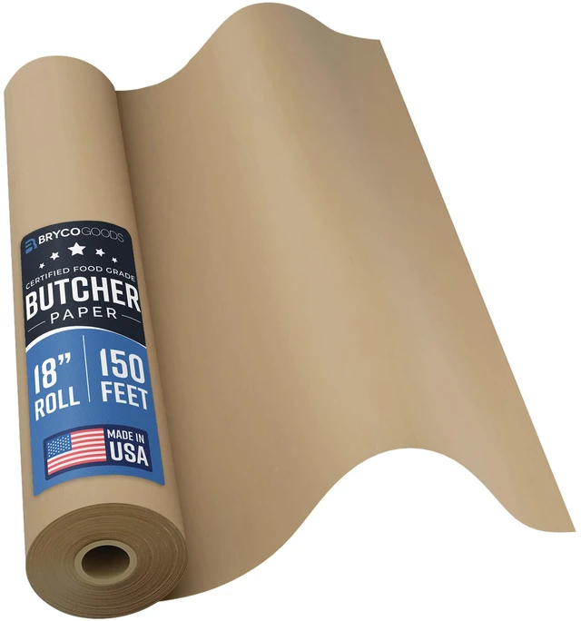 Main image of Brown Kraft Butcher Paper Roll - 18 Inch x 150 Feet - USA Made - Food-Grade Paper for Wrapping and Smoking Meat, BBQ, Grilling, Perfect Brisket Crust - Durable, Unbleached, Uncoated & Unwaxed