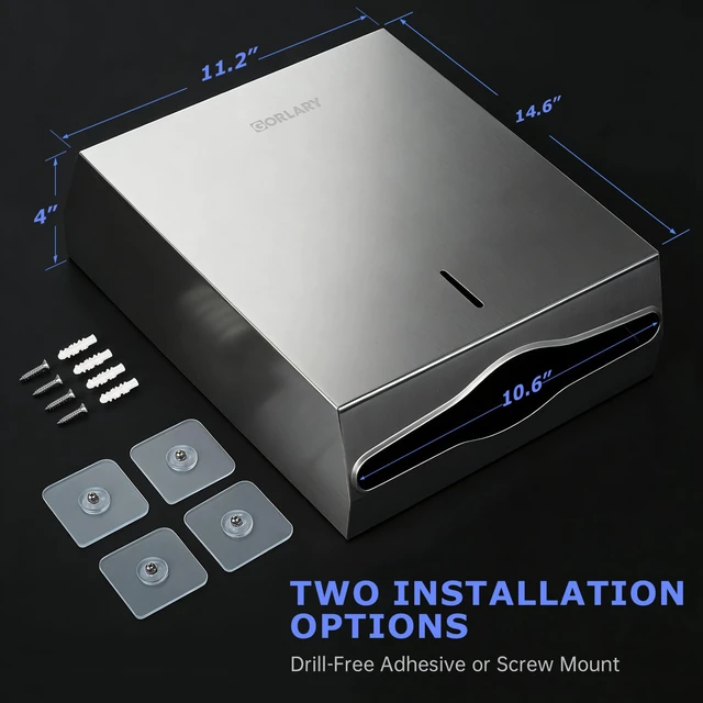 Alt view image 2 of 7 - Commercial Paper Towel Dispenser Wall Mount, Silver Brushed Stainless Steel, C-Fold Multifold Trifold Bathroom Paper Towel Holder, Ideal for Home, Kitchen, Bathroom