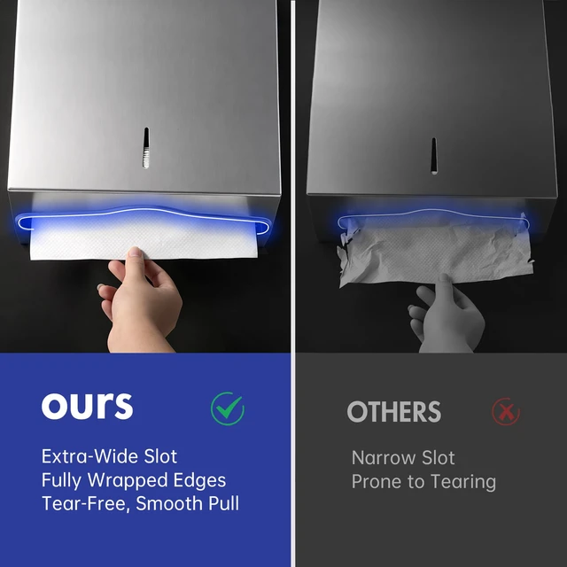 Alt view image 6 of 7 - Commercial Paper Towel Dispenser Wall Mount, Silver Brushed Stainless Steel, C-Fold Multifold Trifold Bathroom Paper Towel Holder, Ideal for Home, Kitchen, Bathroom