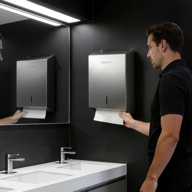 Alt view image 7 of 7 - Commercial Paper Towel Dispenser Wall Mount, Silver Brushed Stainless Steel, C-Fold Multifold Trifold Bathroom Paper Towel Holder, Ideal for Home, Kitchen, Bathroom