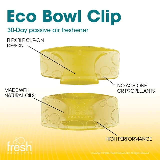 Alt view image 5 of 7 - Eco Bowl Clip Air Freshener, Citrus, 12 Pack Natural Oils, Made in USA, Rim Toilet Tank Trash Cabinet, Air & Trash and Bathroom Freshener, Lasts 30 Days, Chemical Free