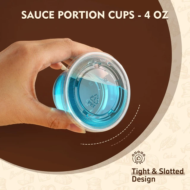 Alt view image 3 of 7 - 100 Sets - 4 oz Jello Shot Cups with Lids, Portion Cups, Clear Disposable Plastic Jello Shot Cups for Meal Prep, Salad Dressing, Soufflé, Portion Containers