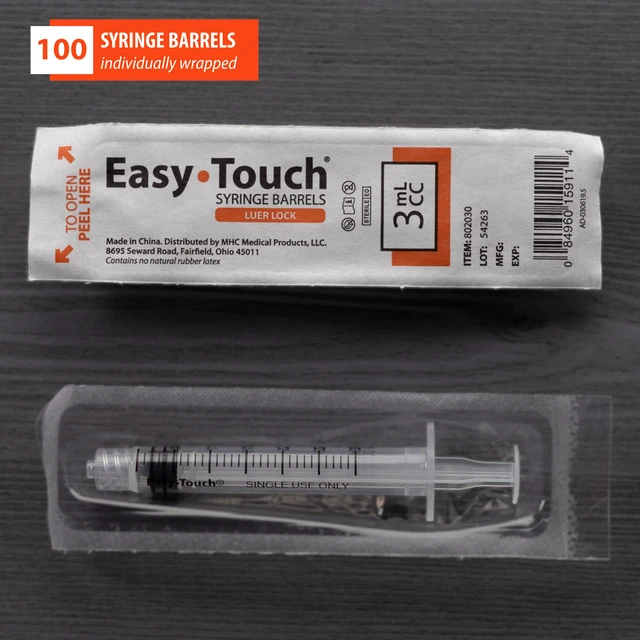 Alt view image 4 of 6 - Luer-Lock Syringe Barrel, 3ML Syringe, Pack of 100